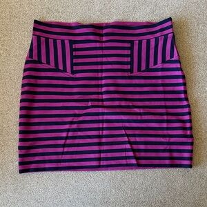 French Connection Pink and Black Striped Pencil Skirt